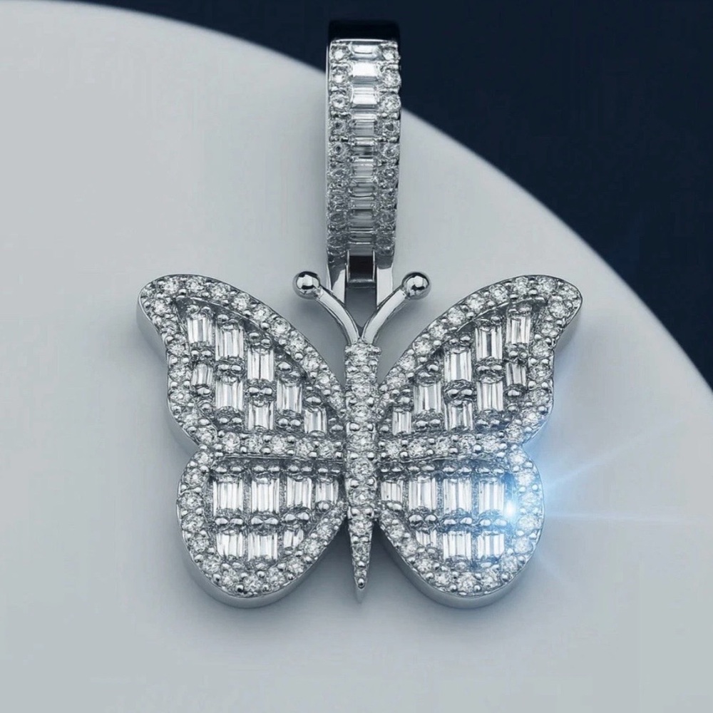 Sterling Silver 925 Moissanite Butterfly Pendant